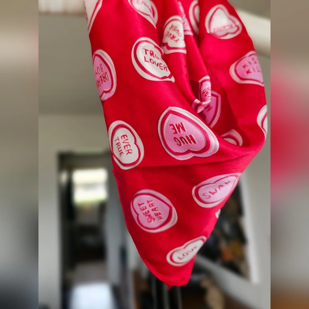Valentine's Day Candy Hearts Silk Scarf - Picture 2 of 4